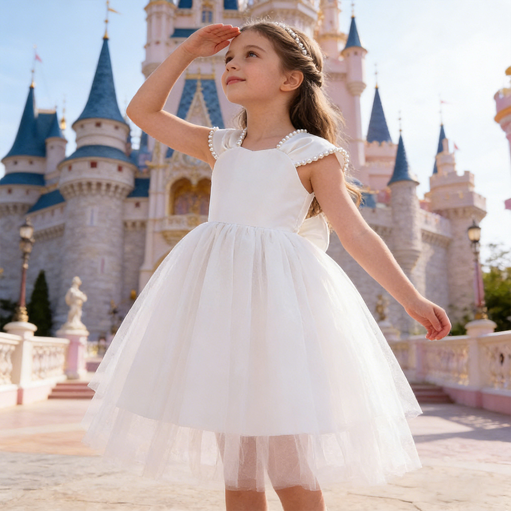 Baby Clothing Sizes - Girls Elegant Ball Gown Formal White