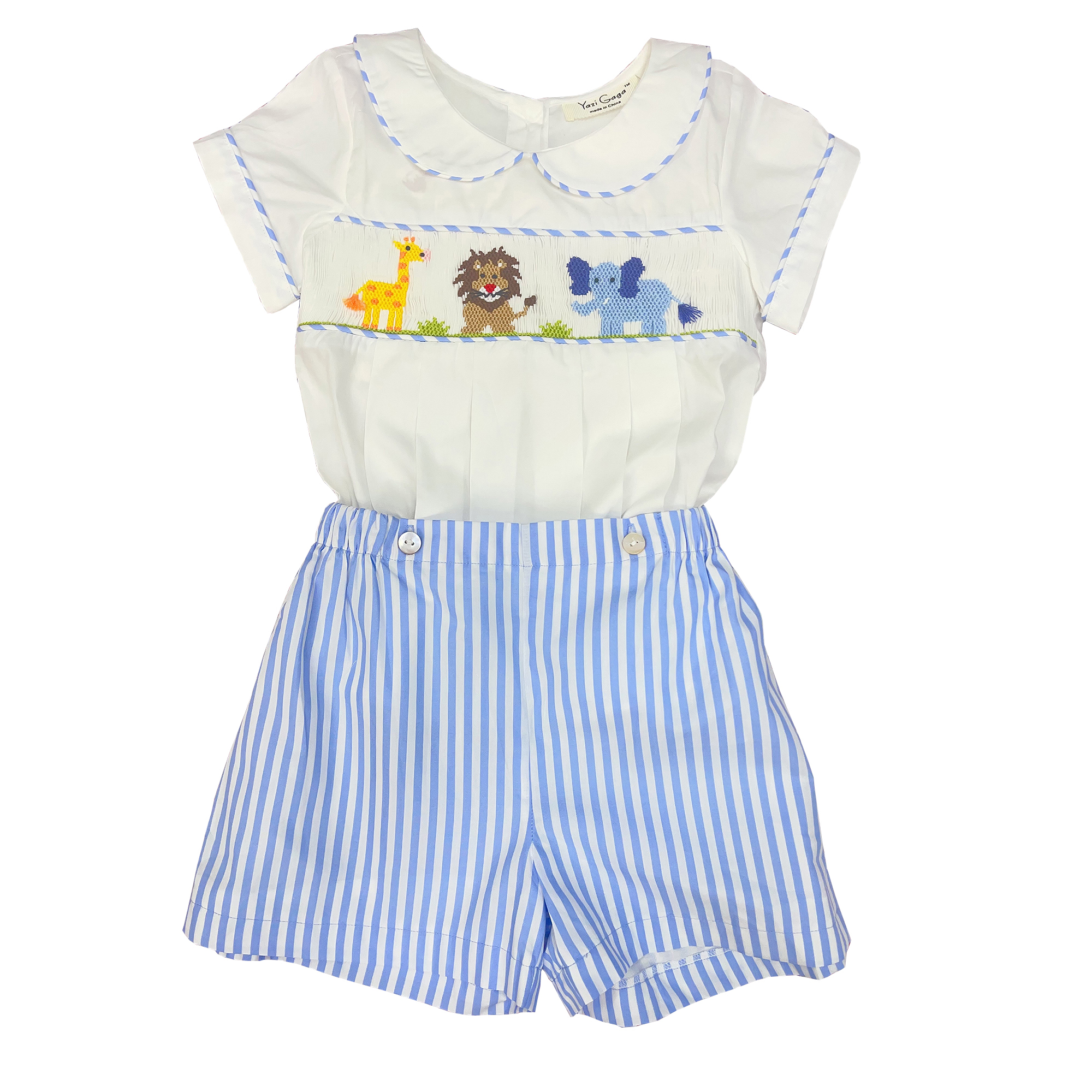 Baby Zoo Clothing - Summer Boys Zoo Smocking Set Pure