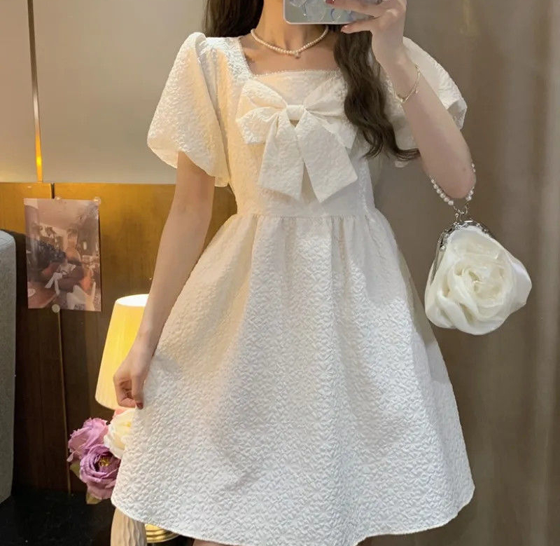 Baby X Clothing - Casual Puff Sleeve Fairy Dress White