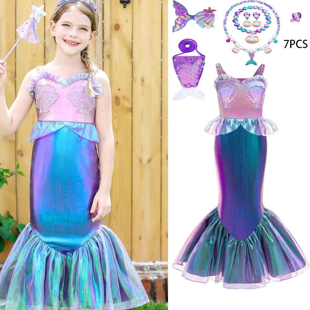 7pcs Girls Little Mermaid Cosp - Baby Clothing Sizes のレビューと価格