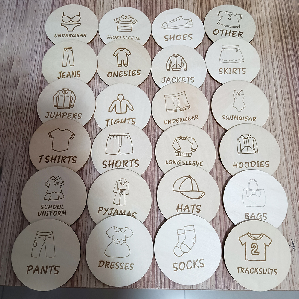 Wooden Wardrobe Labels, Kids C - Baby Clothing Tags のレビューと価格